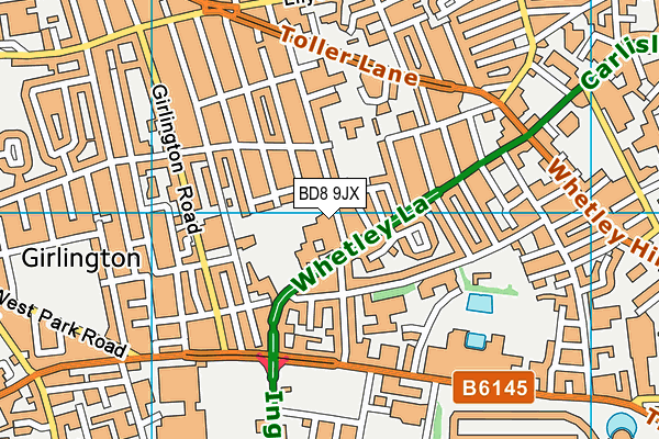 BD8 9JX map - OS VectorMap District (Ordnance Survey)