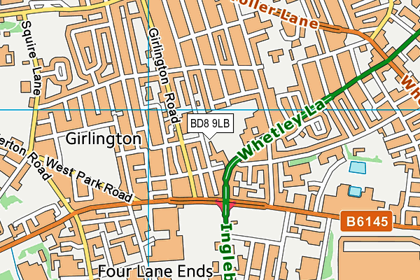 BD8 9LB map - OS VectorMap District (Ordnance Survey)