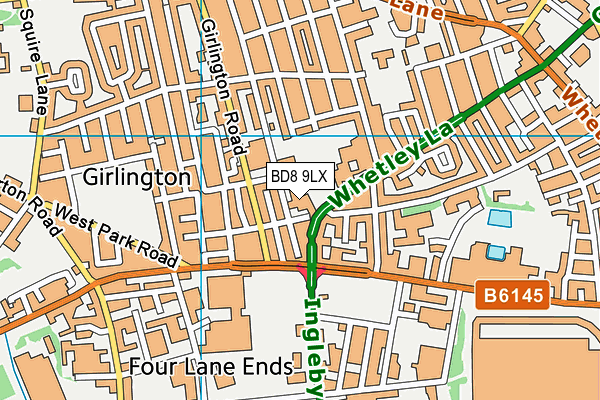 BD8 9LX map - OS VectorMap District (Ordnance Survey)