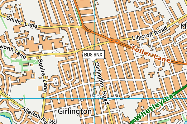 BD8 9NX map - OS VectorMap District (Ordnance Survey)