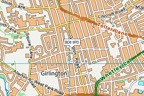 BD8 9PD map - OS VectorMap District (Ordnance Survey)