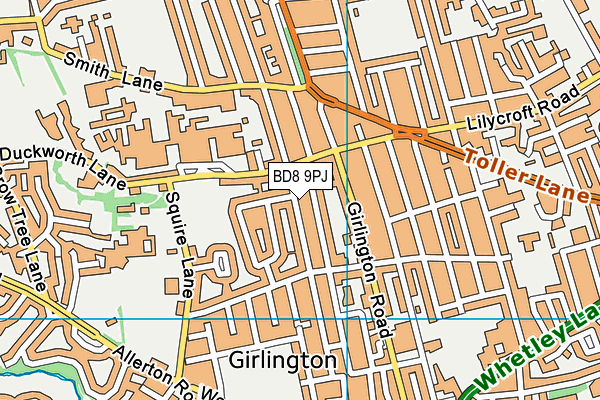 BD8 9PJ map - OS VectorMap District (Ordnance Survey)