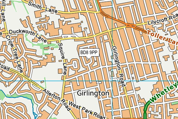 BD8 9PP map - OS VectorMap District (Ordnance Survey)