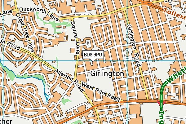 BD8 9PU map - OS VectorMap District (Ordnance Survey)