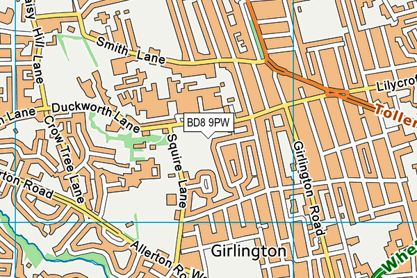 BD8 9PW map - OS VectorMap District (Ordnance Survey)