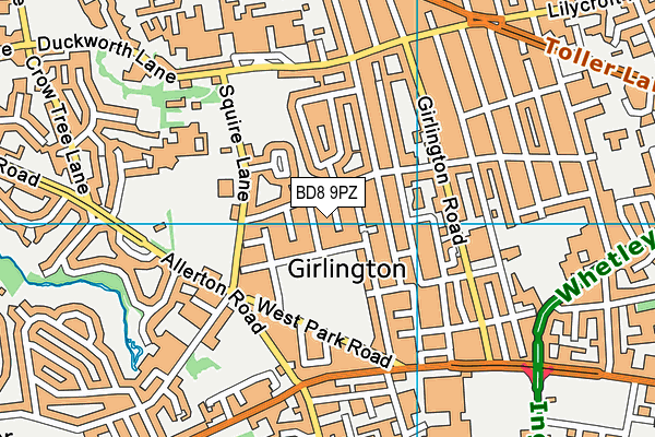 BD8 9PZ map - OS VectorMap District (Ordnance Survey)