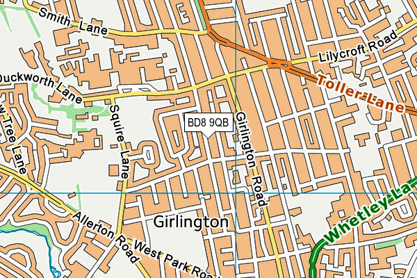 BD8 9QB map - OS VectorMap District (Ordnance Survey)