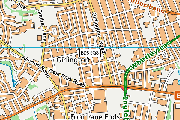 BD8 9QS map - OS VectorMap District (Ordnance Survey)