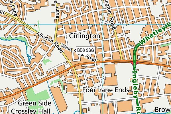 BD8 9SG map - OS VectorMap District (Ordnance Survey)