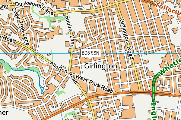 BD8 9SN map - OS VectorMap District (Ordnance Survey)