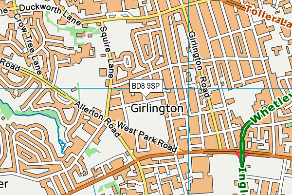 BD8 9SP map - OS VectorMap District (Ordnance Survey)