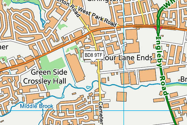 BD8 9TF map - OS VectorMap District (Ordnance Survey)