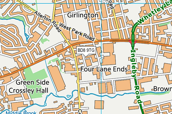 BD8 9TG map - OS VectorMap District (Ordnance Survey)