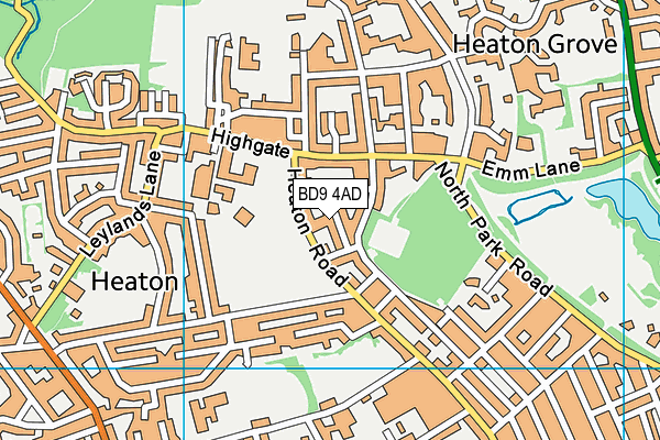 BD9 4AD map - OS VectorMap District (Ordnance Survey)