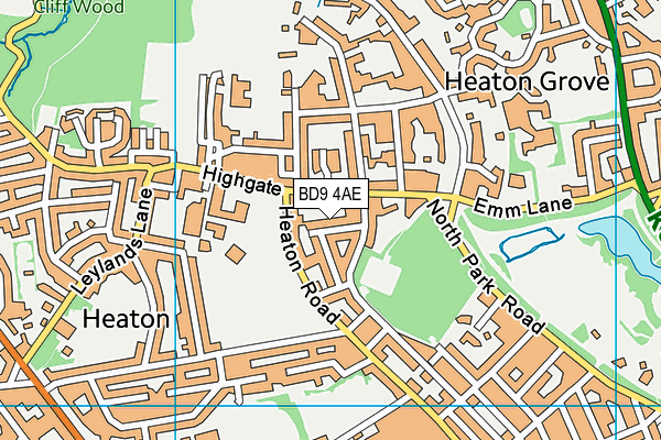 BD9 4AE map - OS VectorMap District (Ordnance Survey)