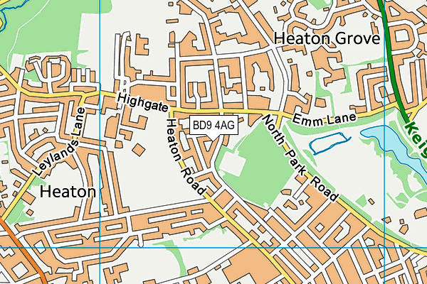 BD9 4AG map - OS VectorMap District (Ordnance Survey)