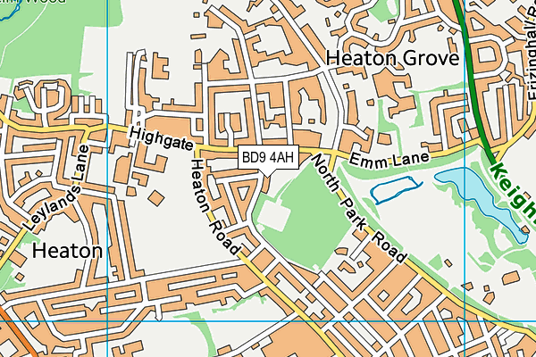 BD9 4AH map - OS VectorMap District (Ordnance Survey)