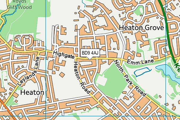 BD9 4AJ map - OS VectorMap District (Ordnance Survey)