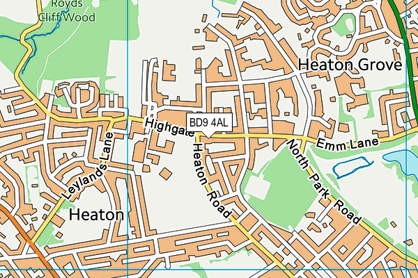 BD9 4AL map - OS VectorMap District (Ordnance Survey)