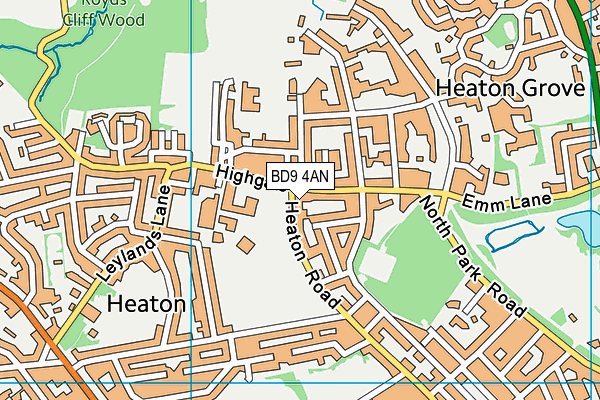 BD9 4AN map - OS VectorMap District (Ordnance Survey)
