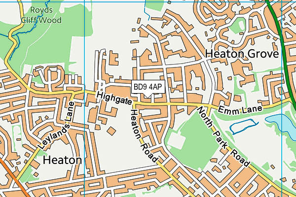 BD9 4AP map - OS VectorMap District (Ordnance Survey)