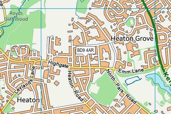 BD9 4AR map - OS VectorMap District (Ordnance Survey)