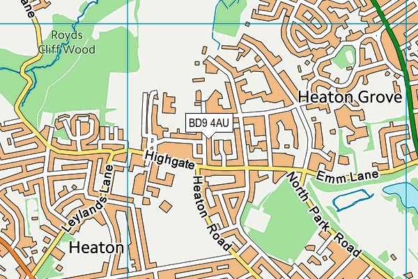 BD9 4AU map - OS VectorMap District (Ordnance Survey)