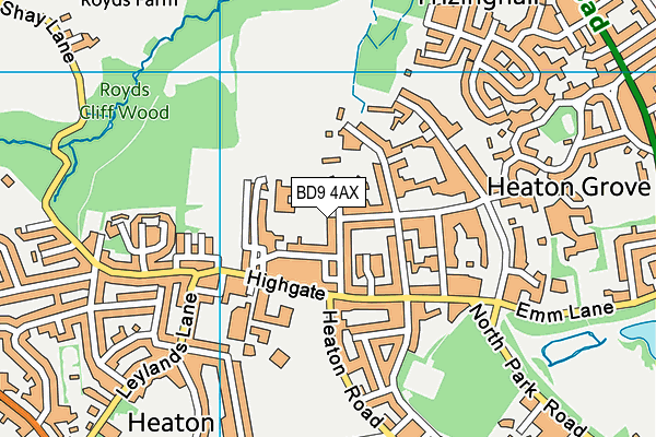 BD9 4AX map - OS VectorMap District (Ordnance Survey)
