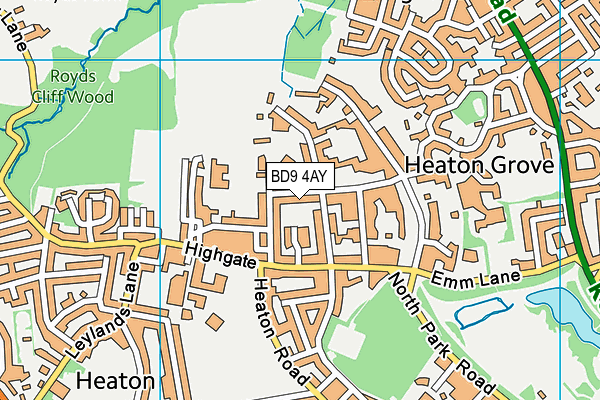 BD9 4AY map - OS VectorMap District (Ordnance Survey)