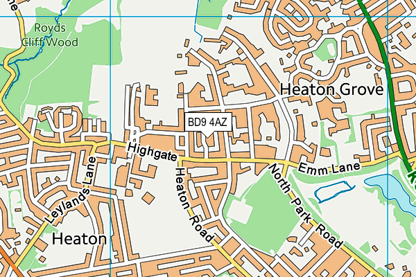 BD9 4AZ map - OS VectorMap District (Ordnance Survey)
