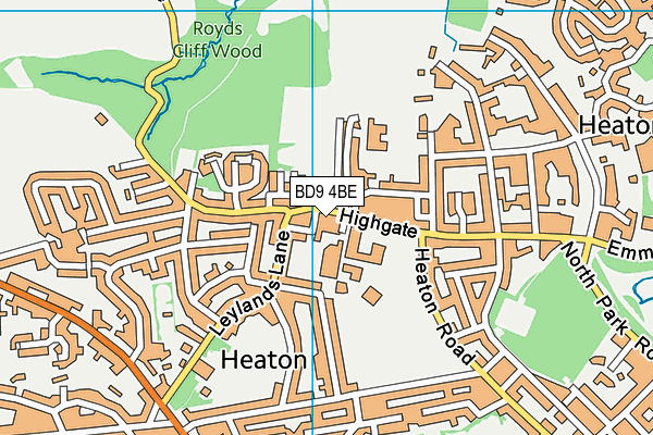 BD9 4BE map - OS VectorMap District (Ordnance Survey)