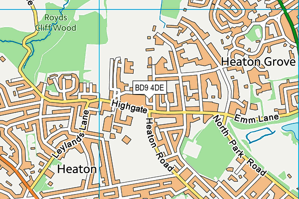 BD9 4DE map - OS VectorMap District (Ordnance Survey)