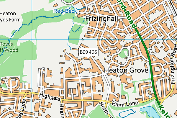 BD9 4DS map - OS VectorMap District (Ordnance Survey)