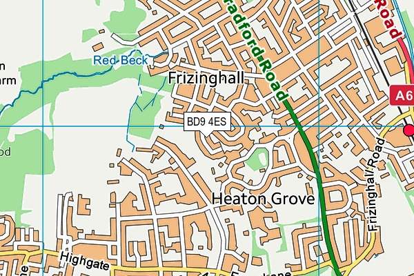 BD9 4ES map - OS VectorMap District (Ordnance Survey)