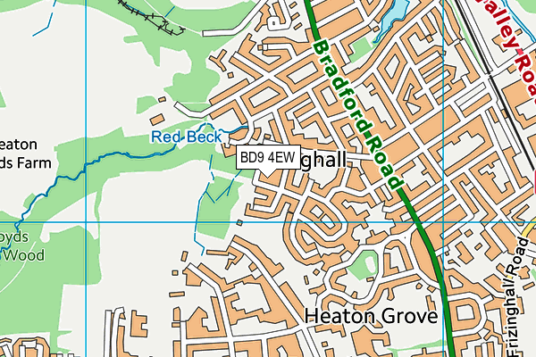 BD9 4EW map - OS VectorMap District (Ordnance Survey)