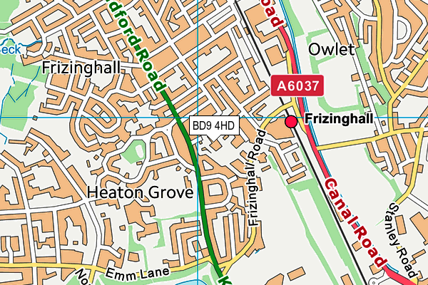 BD9 4HD map - OS VectorMap District (Ordnance Survey)