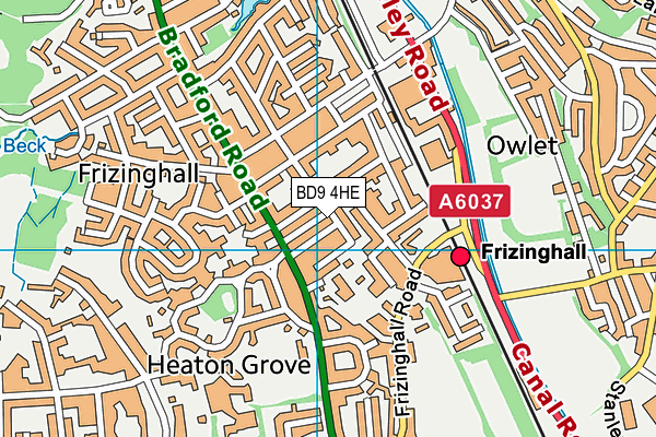 BD9 4HE map - OS VectorMap District (Ordnance Survey)