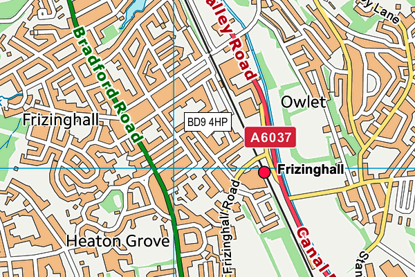 Frizinghall Primary School map (BD9 4HP) - OS VectorMap District (Ordnance Survey)