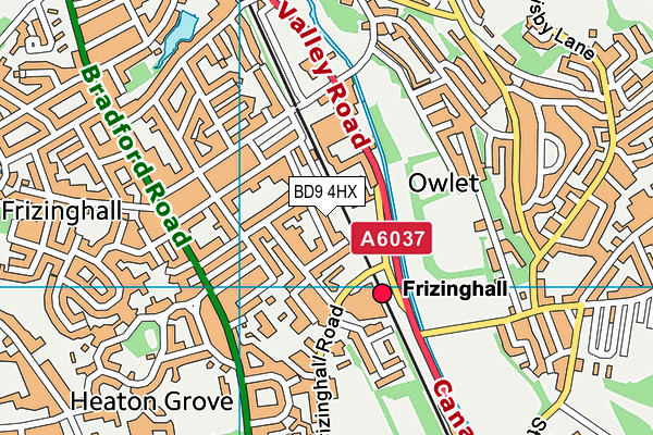 BD9 4HX map - OS VectorMap District (Ordnance Survey)