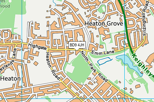 BD9 4JH map - OS VectorMap District (Ordnance Survey)
