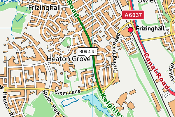 BD9 4JU map - OS VectorMap District (Ordnance Survey)