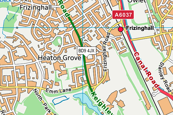 BD9 4JX map - OS VectorMap District (Ordnance Survey)