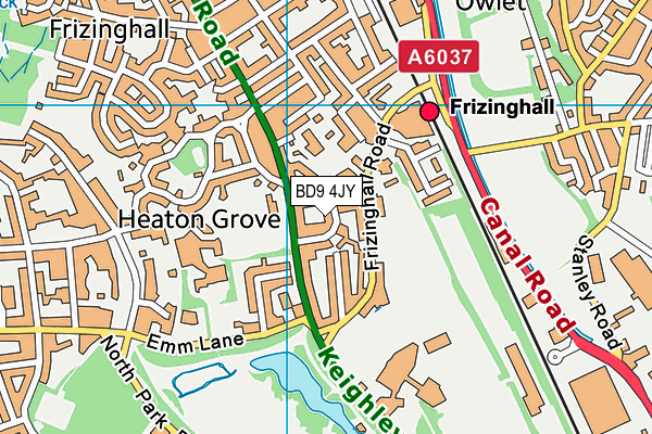 BD9 4JY map - OS VectorMap District (Ordnance Survey)