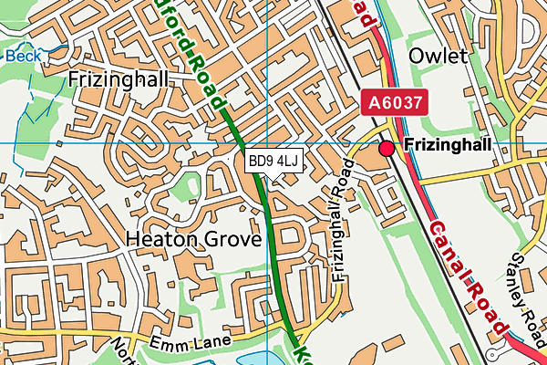 BD9 4LJ map - OS VectorMap District (Ordnance Survey)