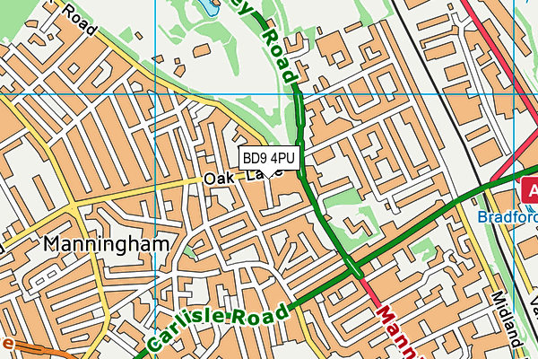 BD9 4PU map - OS VectorMap District (Ordnance Survey)