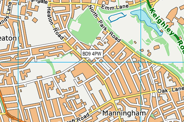 BD9 4PW map - OS VectorMap District (Ordnance Survey)