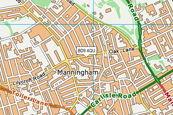 BD9 4QU map - OS VectorMap District (Ordnance Survey)