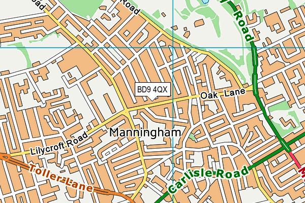 BD9 4QX map - OS VectorMap District (Ordnance Survey)