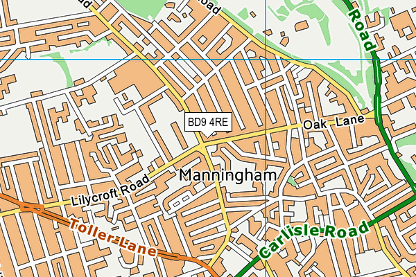 BD9 4RE map - OS VectorMap District (Ordnance Survey)