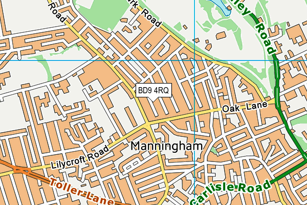 BD9 4RQ map - OS VectorMap District (Ordnance Survey)